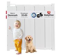 BabyDan - Guard Me Auto Retractable Stair Gate, 55-89 cm width, One-Hand Operation Safety Gate, Child and Pet Gate, White, Made in Denmark