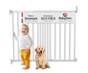 BabyDan MultiDan, Covers openings between 62.5-106.8 cm/24.6-42 inches, Extendable Stair Gate/Baby Gate/Safety Gate, Metal, White, Made in Denmark - (Pet Gate/Dog gate)