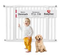 BabyDan Perfect Close, Pressure Fit Stair Gate, 77.3-110 cm, Baby Gate/Safety Gate, White, Made in Denmark - (Pet Gate/Dog gate)