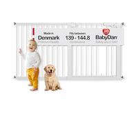 BabyDan Premier, Extra Wide Pressure Fit Stair Gate, 139-144.8 cm, Baby Gate/Safety Gate, Metal, White, Made in Denmark - (Pet Gate/Dog gate)