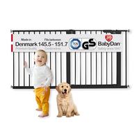 BabyDan Premier, Extra Wide Pressure Fit Stair Gate, 145.5-151.7 cm, Baby Gate/Safety Gate, Metal, Black, Made in Denmark - (Pet Gate/Dog gate)
