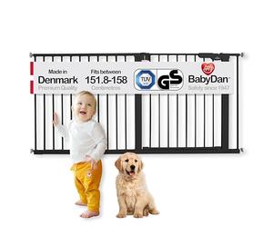 BabyDan Premier, Extra Wide Pressure Fit Stair Gate, 151.8-158 cm, Baby Gate/Safety Gate, Metal, Black, Made in Denmark - (Pet Gate/Dog gate)