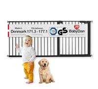 BabyDan Premier, Extra Wide Pressure Fit Stair Gate, 171.3-177.1 cm, Baby Gate/Safety Gate, Metal, Black, Made in Denmark - (Pet Gate/Dog gate)
