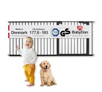 BabyDan Premier, Extra Wide Pressure Fit Stair Gate, 177.8-183 cm, Baby Gate/Safety Gate, Metal, Black, Made in Denmark - (Pet Gate/Dog gate)