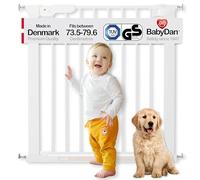 BabyDan Premier, Pressure Fit Stair Gate, 73.5-79.6 cm, Baby Gate/Safety Gate, Metal, White, Made in Denmark - (Pet Gate/Dog gate)