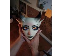 Babydoll Mask, Adjustable Fantasy Cosplay Masks with Horns and Eyes, Fantasy Dark Aesthetic, Quality Chucky Babydoll Demon Mask for Halloween, Roleplay, Gothic Decor & Art Display (B)