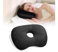 Babyezz Ear Piercing Pillow with an Ear Hole for CNH and Ear Pain Ear Inflammation Pressure Sores for Side Sleepers, Washable and Adjustable Polyester and Cotton Side Sleeping Ear Pillow (Balck)