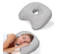 Babyezz Piercing Ear Pillows with an Ear Hole, CNH Pillow Relieves Ear Pain for Side Sleepers and Relief Ear Pain Ear Inflammation Pressure Washable and Adjustable Ear Protector, Gray