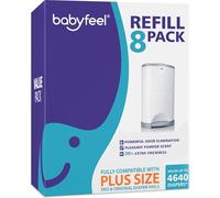 Babyfeel Refills for DEKOR PLUS Diaper Pails, 8 Pack, Exclusive 30% Extra Thickness, Fresh Powder Scent, Holds up to 4640 Diapers
