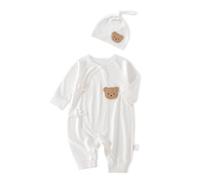 Babyfond Baby Bodysuits,Boys Girls Bodysuit Newborn Infant's Baby Pants Trousers,Toddler Home Wear Thickened Spring and Autumn Clothing (White, 3-6 Months)