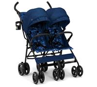 babyGap by Delta Children Classic Side-by-Side Double Stroller - Greenguard Gold Certified - Lightweight, Extendable Visors & Compact Fold - Made with Sustainable Materials, Navy Camo
