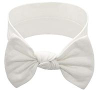 BABYGIZ Baby Headbands for Newborn Infant Toddler Cotton Handmade with Bows Kids Hair Accessories (White, 0-6 Months)