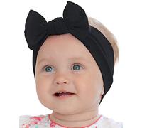 BABYGIZ Baby Headbands Newborn Infant Toddler Cotton Handmade with Bows Kids Hair Accessories (Black, 0-6 Months)