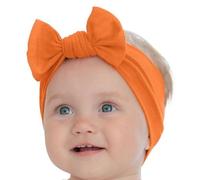 BABYGIZ Baby Headbands Newborn Toddler Cotton Handmade with Bows Kids Hair Accessories (Orange, 0-6 Months)