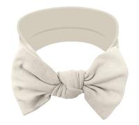 BABYGIZ Handmade Cotton Headbands with Bows Hair Accessories for Baby Girls (Light Beige)