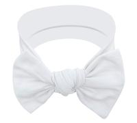 BABYGIZ Handmade Cotton Headbands with Bows Hair Accessories for Baby Girls (Snow White)