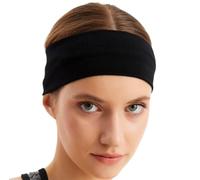 BABYGIZ Headbands for Women Solid Color Non-Slip for Yoga, Fashion Sports Hair Bands for Women's Hair, Soft Cotton Fabric Stretchy Headbands for Women for Workout Fitness Running (BLACK, 1 Size)