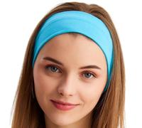 BABYGIZ Headbands for Women Solid Color Non-Slip for Yoga, Fashion Sports Hair Bands for Women's Hair, Soft Cotton Fabric Stretchy Headbands for Women for Workout Fitness Running (Blue, 1 Size)