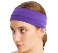 BABYGIZ Headbands for Women Solid Color Non-Slip for Yoga, Fashion Sports Hair Bands for Women's Hair, Soft Cotton Fabric Stretchy Headbands for Women for Workout Fitness Running (PURPLE, 1 Size)