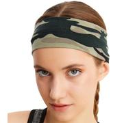 BABYGIZ Headbands for Women Solid Color Non-Slip for Yoga, Fashion Sports Hair Bands for Women's Hair, Soft Cotton Fabric Stretchy Headbands for Women for Workout Fitness Running (Camo Green, 1 Size)