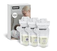 BABYGO® 100 Pcs Breast Milk Storage Bags, Temp-Sensing, Leak-Proof | UK Brand, Loved By Over 1 Million Mums. Double Seal, Wide Pour Spout, Stands to Fill, Freezes Flat, BPA Free