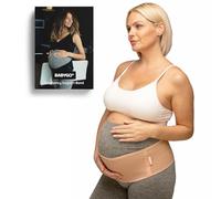 BABYGO® 2 in 1 Pregnancy Belly Band Support for Bump | Pelvic Maternity Belt for Pregnant Women | Helps with Back, Hip Pain | 50 Page Book Included | Nude One Size