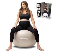 BABYGO® Birthing Ball For Pregnancy Maternity Labour & Yoga + Our 100 Page Pregnancy Book, Exercise, Birth & Recovery Plan, Anti-Burst Eco Friendly Material (Oatmeal, 65cm - Standard)