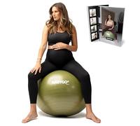 BABYGO® Birthing Ball For Pregnancy Maternity Labour & Yoga + Our 100 Page Pregnancy Book, Exercise, Birth & Recovery Plan, Anti-Burst Eco Friendly Material (Olive, 65cm - Standard)