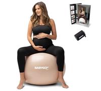 BABYGO® Birthing Ball For Pregnancy Maternity Labour & Yoga + Our 100 Page Pregnancy Book, Exercise, Birth & Recovery Plan, Anti-Burst Eco Friendly Material (Nude, 65cm - Electric)