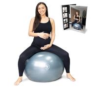 BABYGO® Birthing Ball For Pregnancy Maternity Labour & Yoga + Our 100 Page Pregnancy Book, Exercise, Birth & Recovery Plan, Anti-Burst Eco Friendly Material (Grey, 65cm)