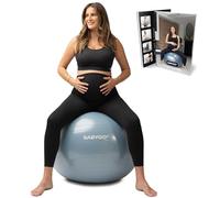 BABYGO® Birthing Ball For Pregnancy Maternity Labour & Yoga + Our 100 Page Pregnancy Book, Exercise, Birth & Recovery Plan, Anti-Burst Eco Friendly Material (Mist, 65cm - Standard)