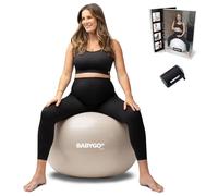 BABYGO® Birthing Ball For Pregnancy Maternity Labour & Yoga + Our 100 Page Pregnancy Book, Exercise, Birth & Recovery Plan, Anti-Burst Eco Friendly Material (Oatmeal, 65cm - Electric)