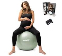 BABYGO® Birthing Ball For Pregnancy Maternity Labour & Yoga + Our 100 Page Pregnancy Book, Exercise, Birth & Recovery Plan, Anti-Burst Eco Friendly Material (Sage, 75cm - Electric)