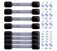 BABYGO® Child Safety Cupboard Locks for Children with Smart Unlock for Kitchen (8 Pack) | Adjustable Straps | Baby Proof Your Home in 30 Seconds | Black