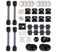BABYGO® Magnetic Child Safety Cupboard Locks for Children 10 Locks, 2 Keys & 8 Free Corner Protectors Baby Proofing Kitchen Cabinets & Drawers Easy 30 Second Install (Black, Child Safety Kit)