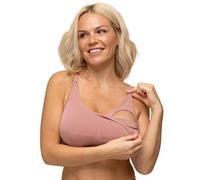 BABYGO® Nursing Bra for Breastfeeding in Super Soft Tencel™ Modal | Maternity Bra for Pregnancy, Seamless, Wireless and Removal Pads for Comfort (UK, Alpha, L, Regular, Regular, Pink)