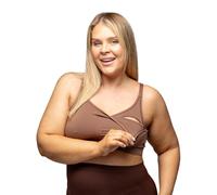 BABYGO® Nursing Bra for Breastfeeding in Super Soft Tencel™ Modal | Maternity Bra for Pregnancy, Seamless, Wireless and Removal Pads for Comfort (UK, Alpha, XL, Regular, Regular, Mocha)