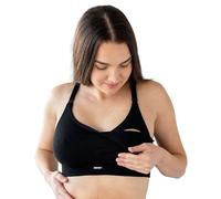 BABYGO® Nursing Bra for Breastfeeding in Super Soft Tencel™ Modal | Maternity Bra for Pregnancy, Seamless, Wireless and Removal Pads for Comfort (UK, Alpha, L, Regular, Regular, Black)