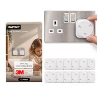 BABYGO® Plug Socket Covers, 12 Pack, Child Proof UK 3-Pin, BPA-Free | UK No.1 Trusted Baby Safety Brand. Extra Strong 3M Adhesive. Fits All Standard UK Sockets.