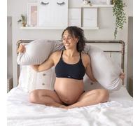 BABYGO® Pregnancy Pillow - 3 in 1 Multi Support, C Shape for Side Sleeping - Bolster Style, Space-Saving, Maternity & Nursing Pillow, Bamboo Cover in Oatmeal