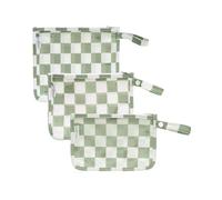 babygoal Clear Travel Organizer Bags 3 Pack, TSA Approved Mess-Proof Pouches with Snap Handle, Water-Resistant Toiletry Essentials for Baby & Mom(Green Plaid),3LNT03-B