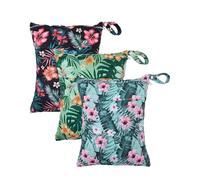 babygoal Wet Bags 3 Pack, Waterproof Travel Dry Bags for Baby Diapers, Beach, Pool, Gym, Swimsuits, Food Storage and Wet Clothes-Hawaii Flower Design