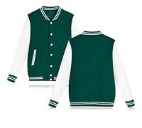 babyhealthy Women's Men's Varsity Baseball Jacket Casual Letterman Bomber Jacket Windbreaker Lightweight Jacket Coat, 008 Green, S
