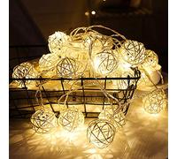 BabyIn 20 Christmas Indoor Rattan Ball Fairy Lights Ambiance Lighting for Bedroom Life, Wedding, Christmas, Party, Home (Warm White)