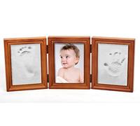 BabyIn Casting Keepsake Kit,Handprint Footprint Picture Frame Preserves Priceless Memories for Children Mom Baby,Registry Gifts Box for Boys and Girls(Classic Coffee Frame, White)