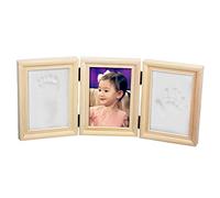 BabyIn Casting Keepsake Kit,Handprint Footprint Picture Frame Preserves Priceless Memories for Children Mom Baby,Registry Gifts Box for Boys and Girls(Light Brown Frame, White)