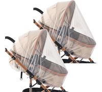 BabyInsect Netting Cover, 2 Pack Mos-Quito Net, Stroller Net Cover, Multipurpose, Quick to Install, White Black, for Hiking, Balcony Protection
