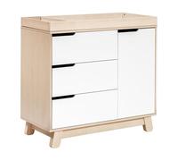 Babyletto Hudson 3-Drawer Changer Dresser with Removable Changing Tray, Washed Natural/White