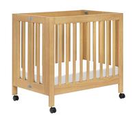 Babyletto Origami Mini Folding Portable Crib with Honey Wheels, 2 Adjustable Mattress Positions, Greenguard Gold Certified