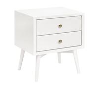 Babyletto Palma 2-Drawer Nightstand with USB Charging Port, Mid-Century, Warm White